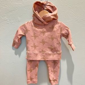 NWOT Kate Quinn 6-12 mo Mauve Organic Cotton Hoodie and Leggings set